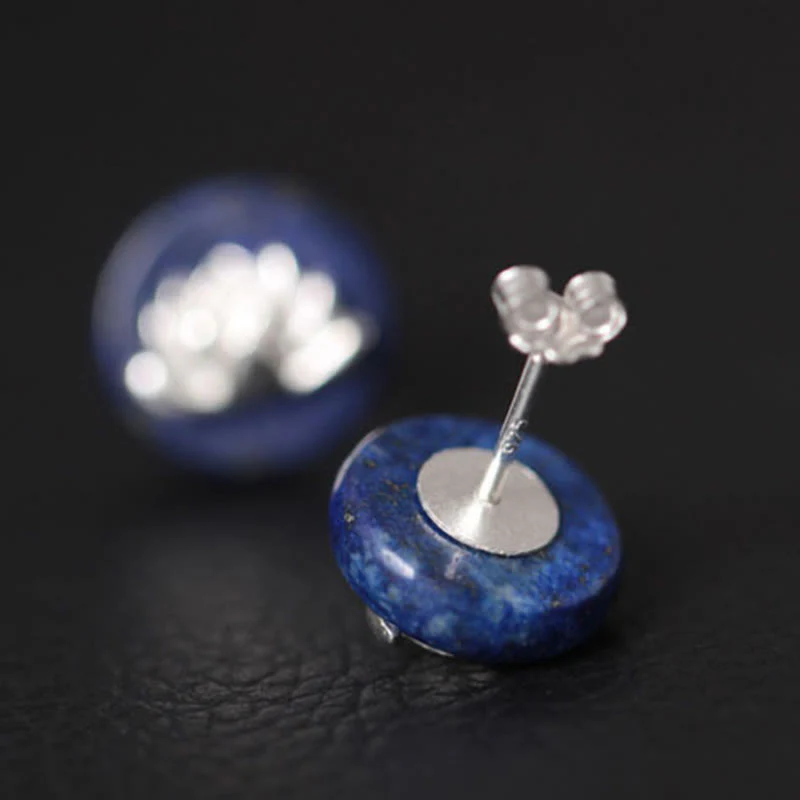 Orecchini con motivo a loto in argento sterling 925, motivo Buddha Stones , lazurite e lapislazzuli, illuminazione - Image 3