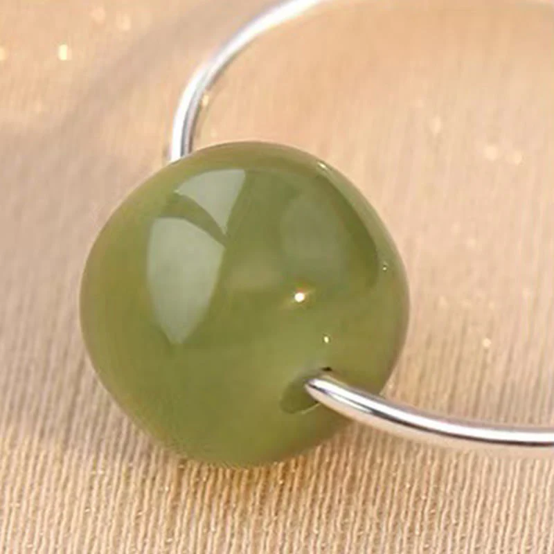 Orecchini della fortuna in argento sterling 925 con perline di giada Hetian di Buddha Stones - Image 2