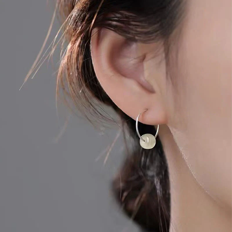 Orecchini della fortuna in argento sterling 925 con perline di giada Hetian di Buddha Stones - Image 7