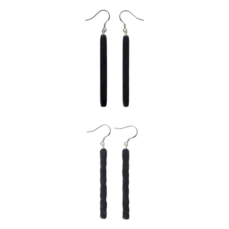 Orecchini pendenti Buddha Stones 925 Sterling Silver Ebony Wood Texture Balance Peace Drop - Image 13