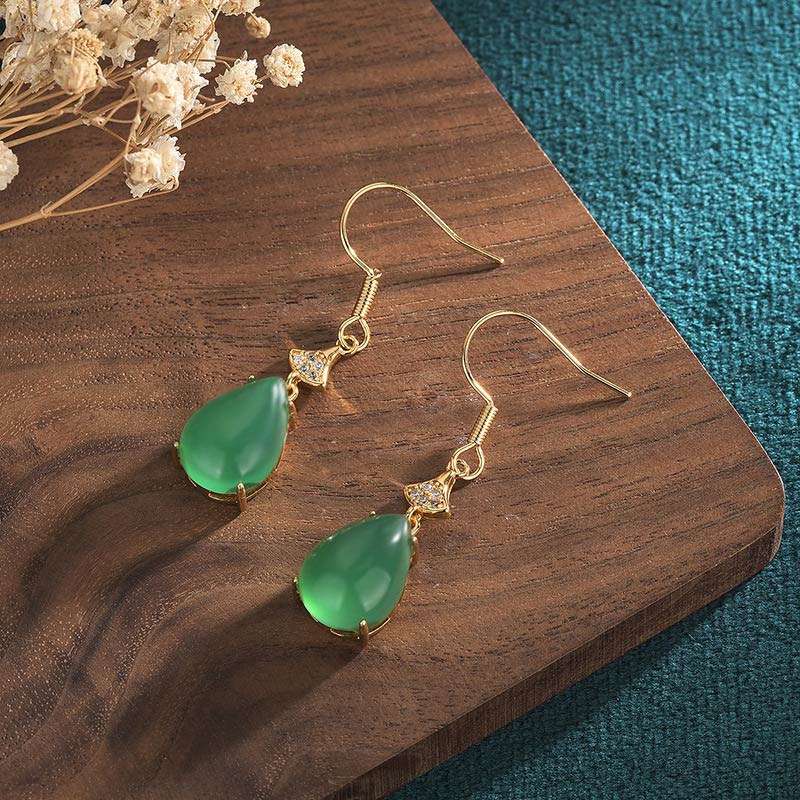 Orecchini pendenti Buddha Stones Ciano Jade Luck