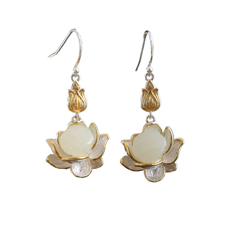 Orecchini pendenti Buddha Stones White Jade Protection Harmony - Image 12