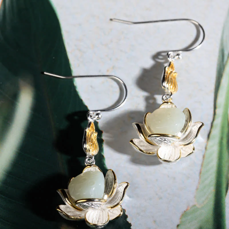 Orecchini pendenti Buddha Stones White Jade Protection Harmony - Image 4