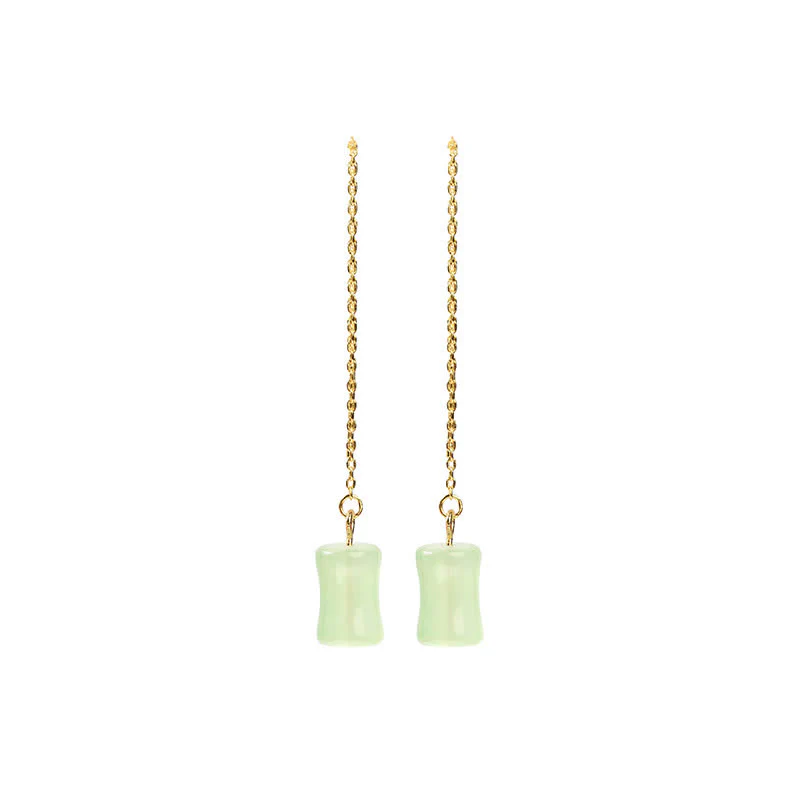 Orecchini pendenti con motivo Buddha Stones Jade Bamboo Luck - Image 6