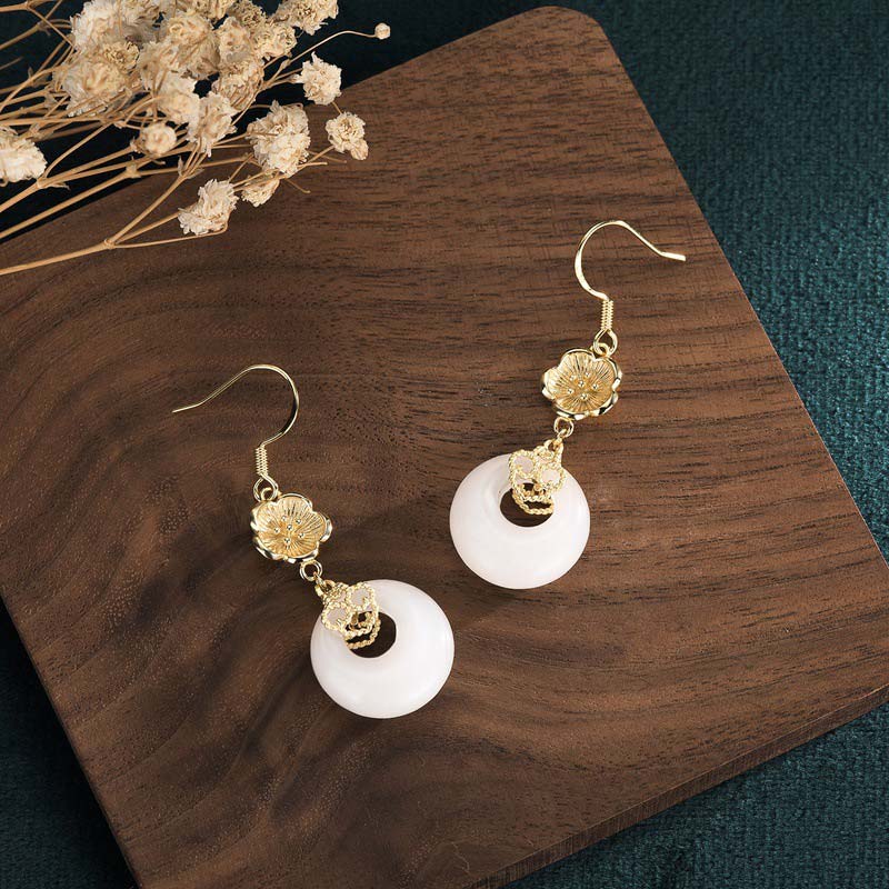 Orecchini pendenti di benedizione in giada bianca FengShui - Image 22