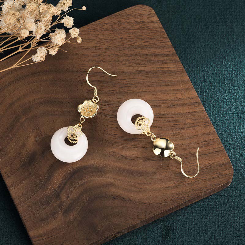 Orecchini pendenti di benedizione in giada bianca FengShui - Image 23