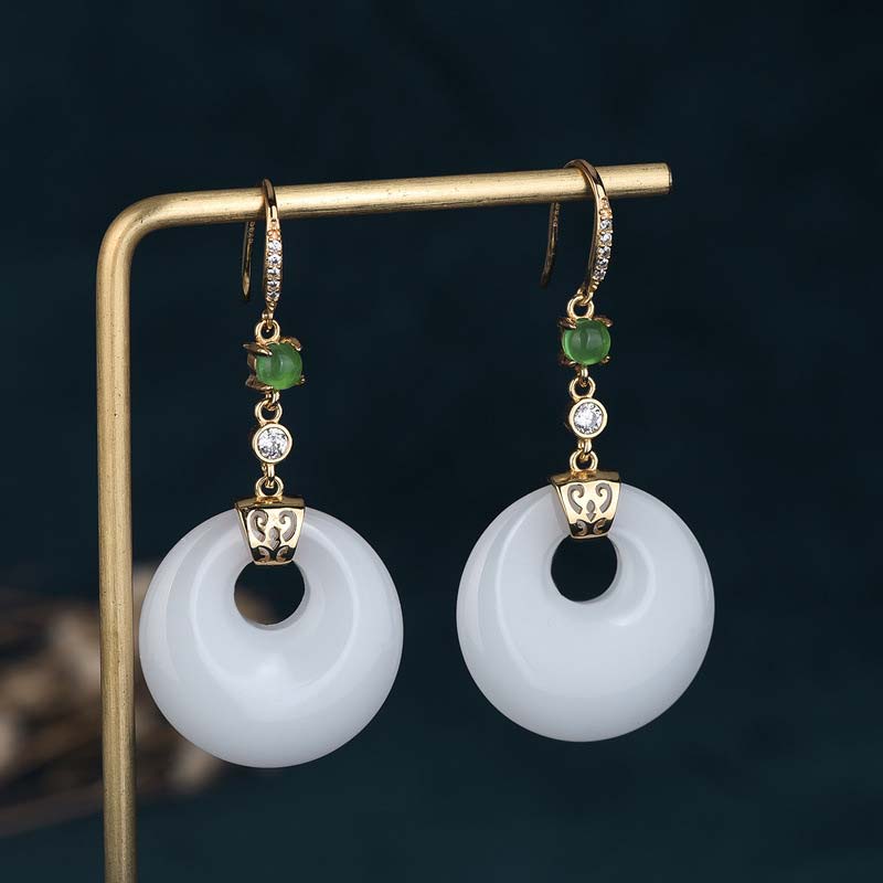 Orecchini pendenti di benedizione in giada bianca FengShui - Image 6