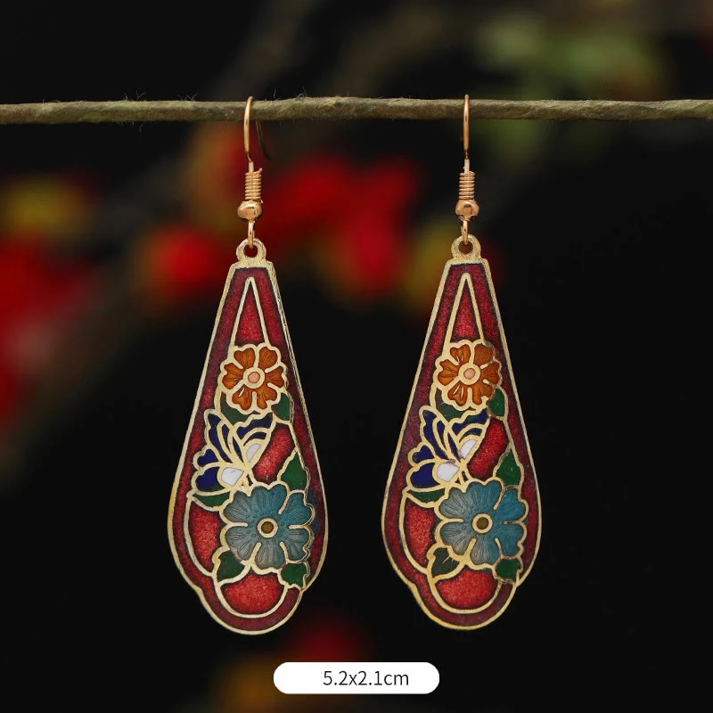 Orecchini pendenti in lega di rame con fiore di farfalla di loto e pietre Buddha Stones , illuminazione - Image 9