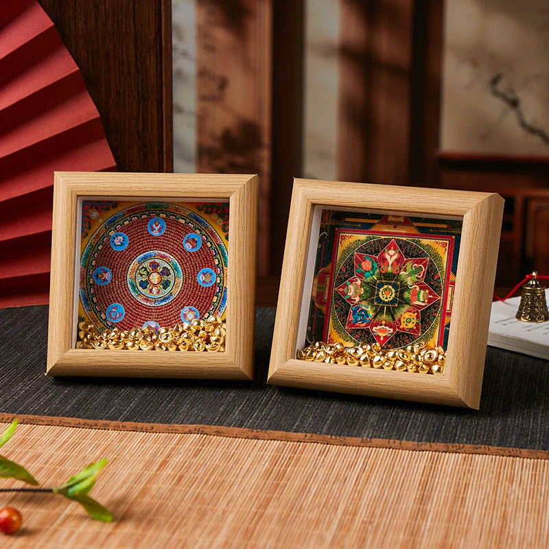 Ornamento per la casa, cornice per foto in lingotto dorato Thangka, Buddha Stones tibetane Om Mani Padme Hum - Image 12