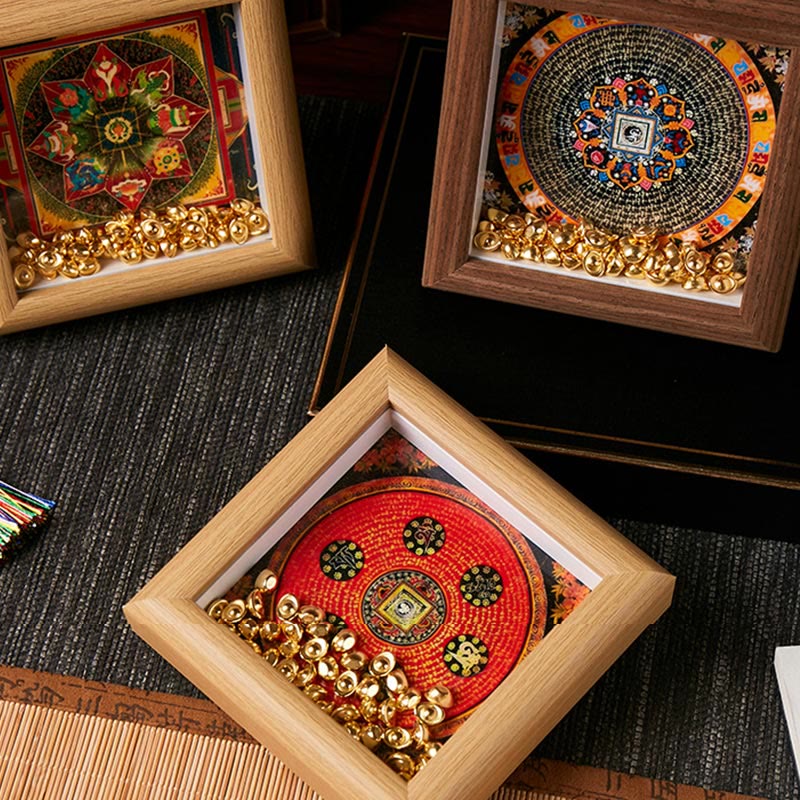Ornamento per la casa, cornice per foto in lingotto dorato Thangka, Buddha Stones tibetane Om Mani Padme Hum - Image 13