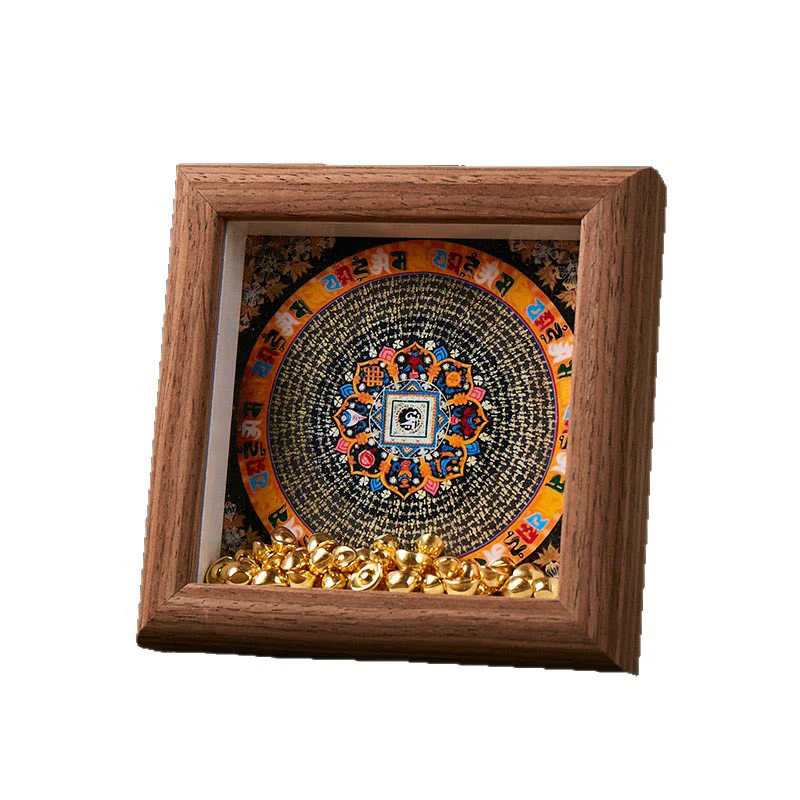 Ornamento per la casa, cornice per foto in lingotto dorato Thangka, Buddha Stones tibetane Om Mani Padme Hum - Image 9