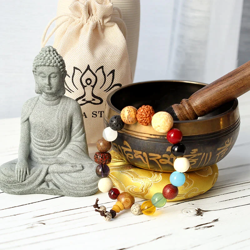 Pacchetto regalo di meditazione tibetana in pietra di Buddha e pace - Image 2