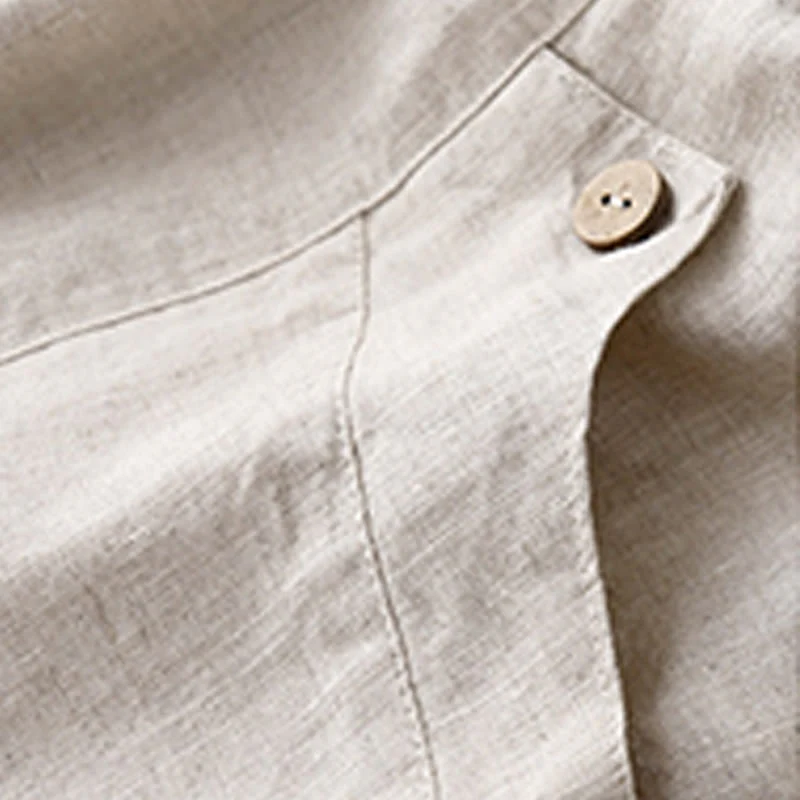 Pantaloncini da donna in cotone tinta unita con tasche e bottoni casual estivi Buddha Stones - Image 10
