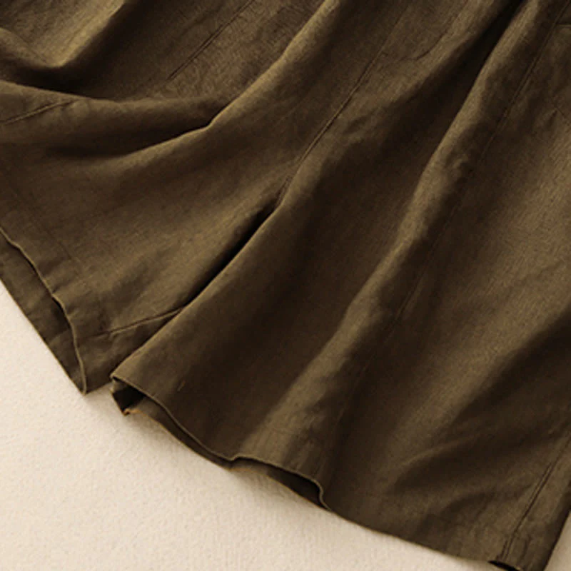 Pantaloncini da donna in cotone tinta unita con tasche e bottoni casual estivi Buddha Stones - Image 17