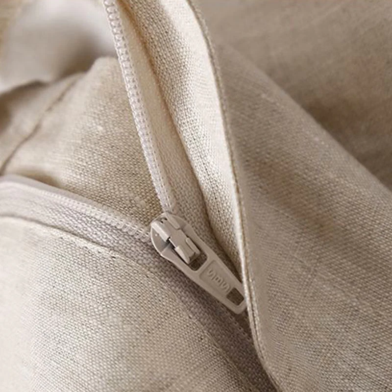 Pantaloncini da donna in lino di cotone con tasche, tinta unita, con cerniera e bottoni , Buddha Stones - Image 14