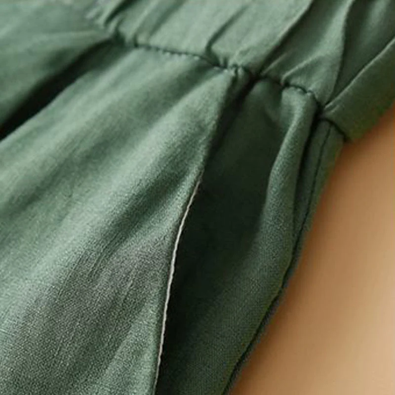 Pantaloncini da donna in lino di cotone con tasche, tinta unita, con cerniera e bottoni , Buddha Stones - Image 18