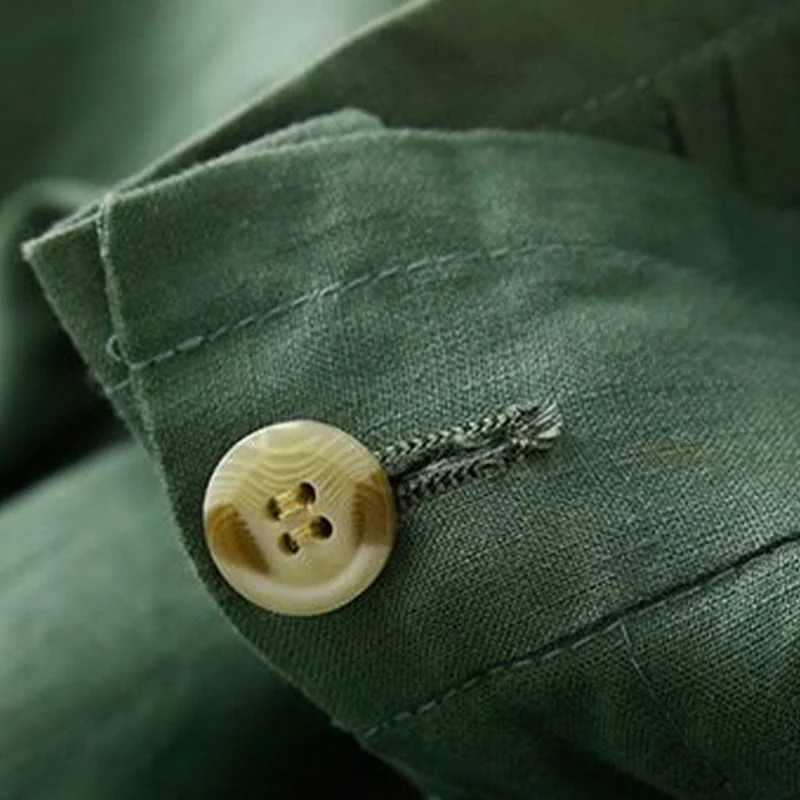 Pantaloncini da donna in lino di cotone con tasche, tinta unita, con cerniera e bottoni , Buddha Stones - Image 19