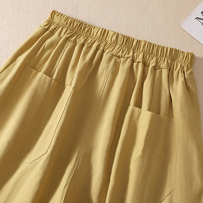 Pantaloncini da donna in poliestere con tasche, casual, estivi, elasticizzati e semplici, con Buddha Stones - Image 34