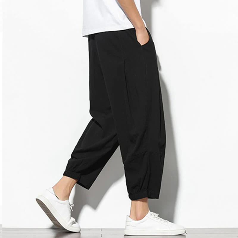 Pantaloni a carota in cotone e lino con tasche, da uomo, lunghezza 7-8, modello Buddha Stones - Image 17
