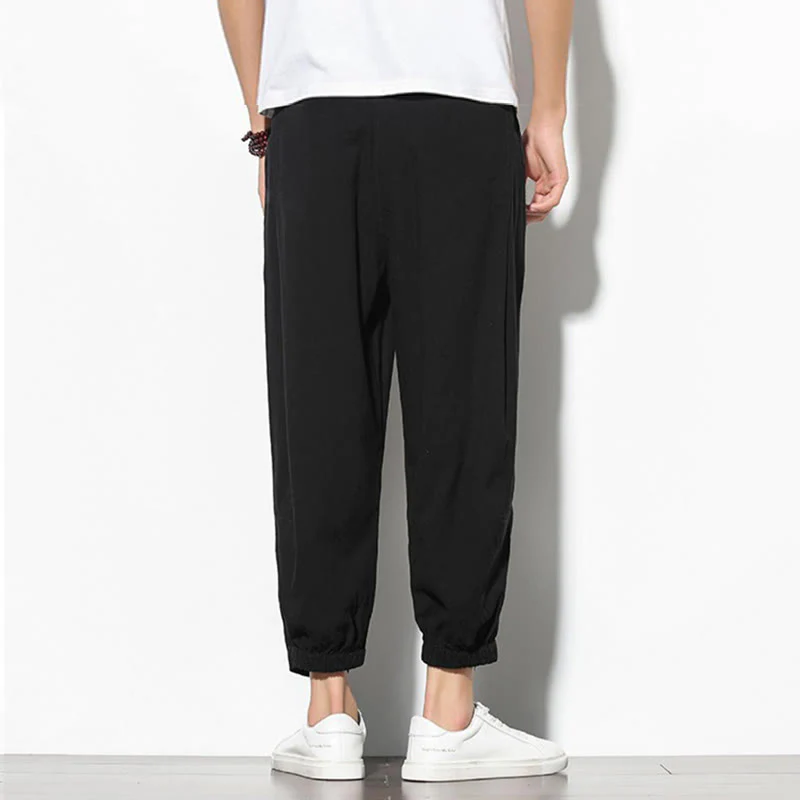 Pantaloni a carota in cotone e lino con tasche, da uomo, lunghezza 7-8, modello Buddha Stones - Image 18