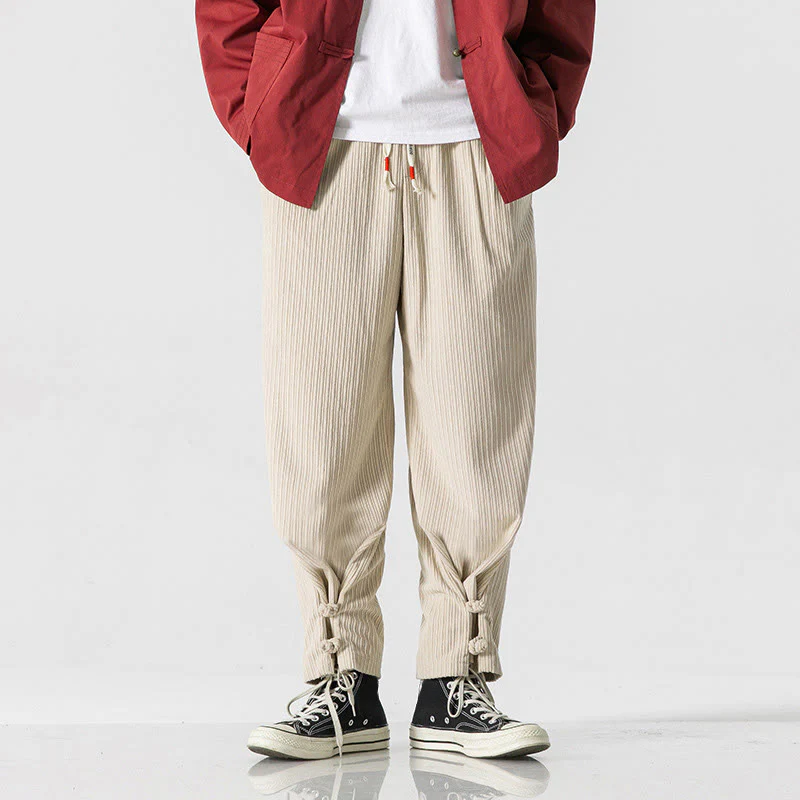 Pantaloni a gamba dritta in cotone con tasche e bottoni, modello Buddha Stones , da uomo, autunno inverno - Image 16
