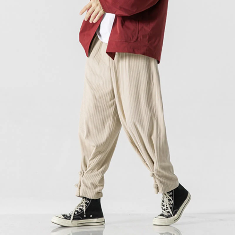 Pantaloni a gamba dritta in cotone con tasche e bottoni, modello Buddha Stones , da uomo, autunno inverno - Image 18