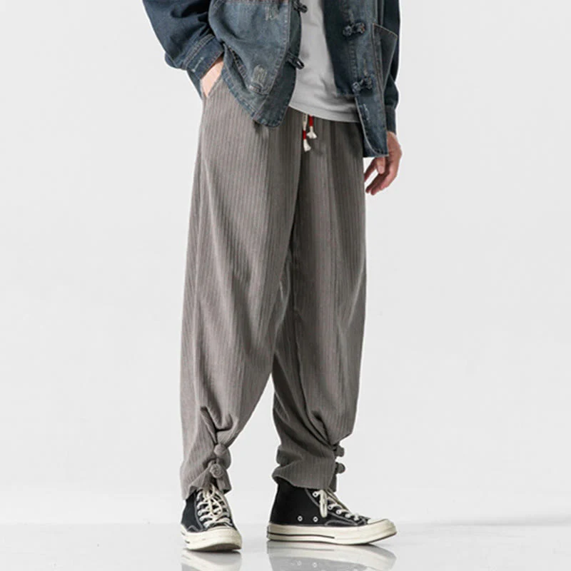 Pantaloni a gamba dritta in cotone con tasche e bottoni, modello Buddha Stones , da uomo, autunno inverno - Image 2