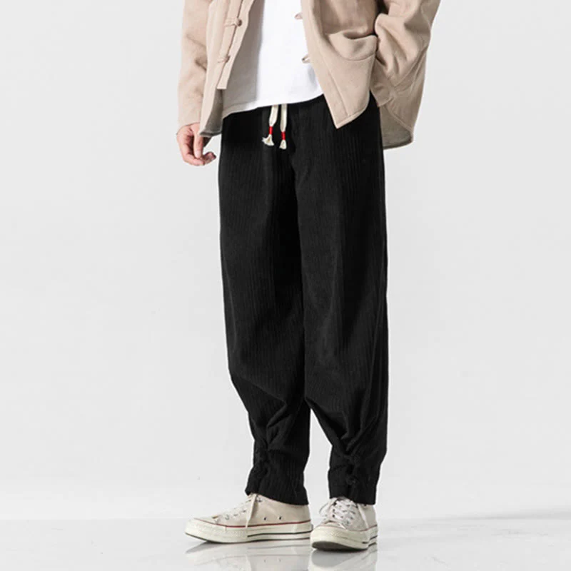 Pantaloni a gamba dritta in cotone con tasche e bottoni, modello Buddha Stones , da uomo, autunno inverno - Image 25