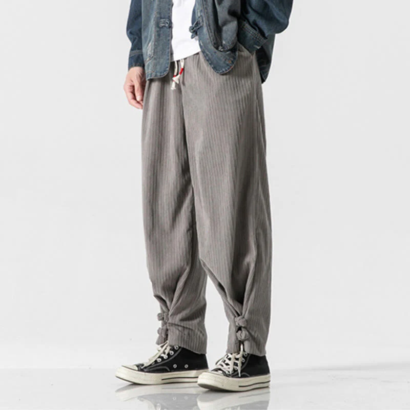 Pantaloni a gamba dritta in cotone con tasche e bottoni, modello Buddha Stones , da uomo, autunno inverno - Image 3