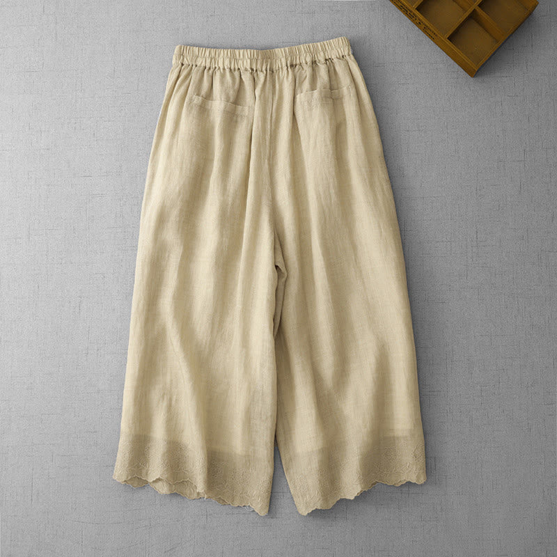 Pantaloni a gamba larga da donna in cotone con tasche, modello Buddha Stones Commute, tinta unita, con ricamo in pizzo - Image 15