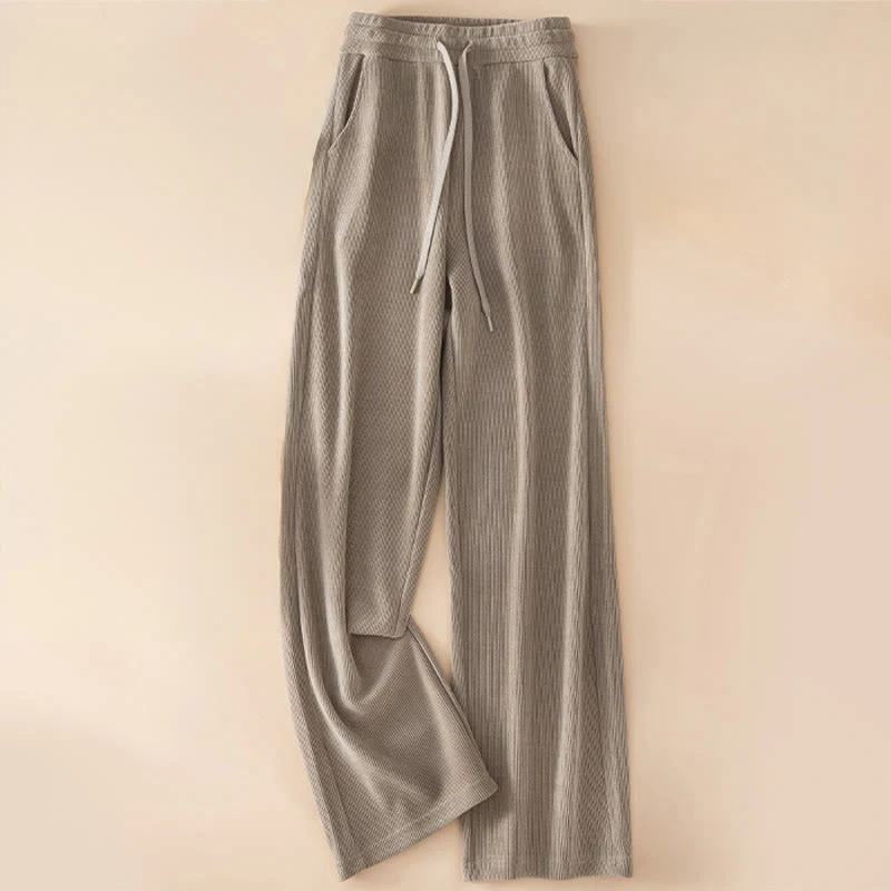 Pantaloni a gamba larga in cotone con tasche, colore puro, da donna , Buddha Stones - Image 13