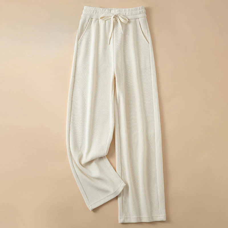 Pantaloni a gamba larga in cotone con tasche, colore puro, da donna , Buddha Stones - Image 15