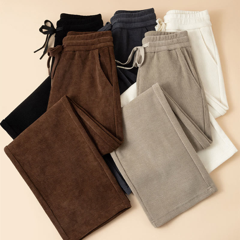 Pantaloni a gamba larga in cotone con tasche, colore puro, da donna , Buddha Stones - Image 17