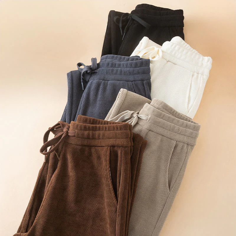 Pantaloni a gamba larga in cotone con tasche, colore puro, da donna , Buddha Stones - Image 19
