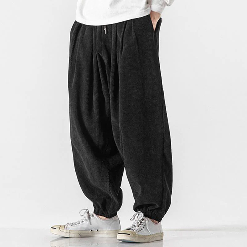 Pantaloni alla caviglia in velluto a coste con coulisse e tasche, casual e colorati, da uomo, modello Buddha Stones - Image 10