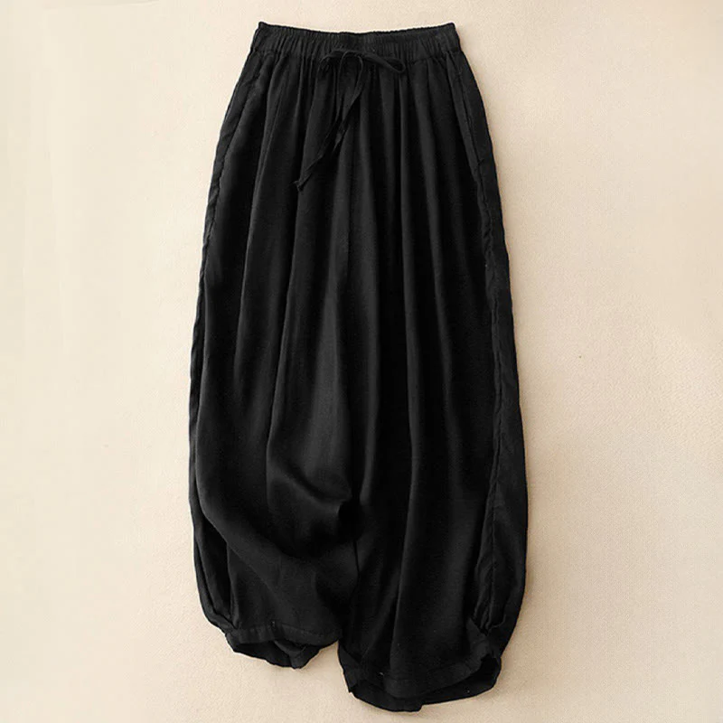 Pantaloni Capri Harem da donna in cotone con elastico in vita, modello Buddha Stones , con tasche - Image 11