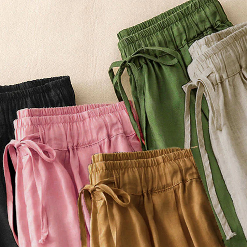 Pantaloni Capri Harem da donna in cotone con elastico in vita, modello Buddha Stones , con tasche - Image 34