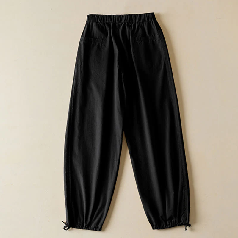 Pantaloni cargo da donna in cotone con coulisse Buddha Stones Fall, lunghezza 7-8, con tasche - Image 13