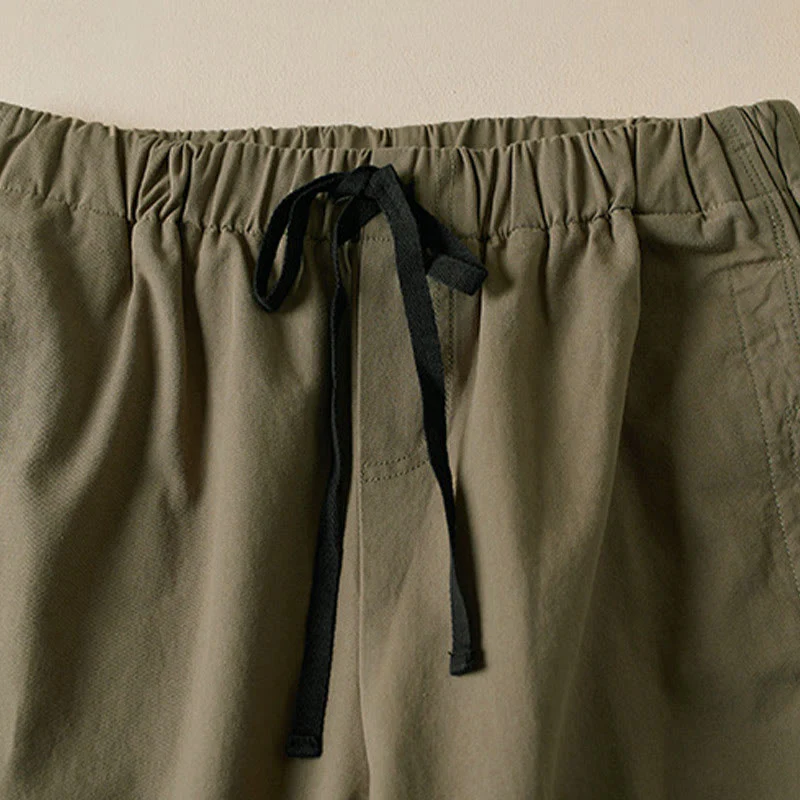 Pantaloni cargo da donna in cotone con coulisse Buddha Stones Fall, lunghezza 7-8, con tasche - Image 3
