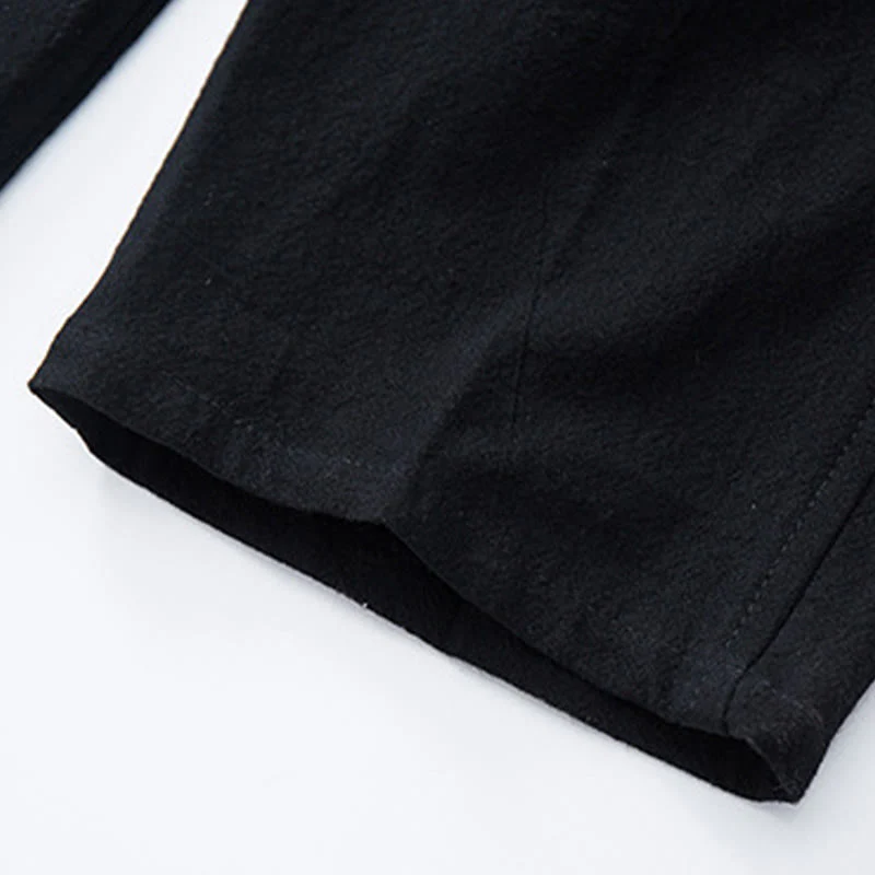 Pantaloni casual con coulisse in cotone e lino tinta unita da uomo Buddha Stones con tasche - Image 5