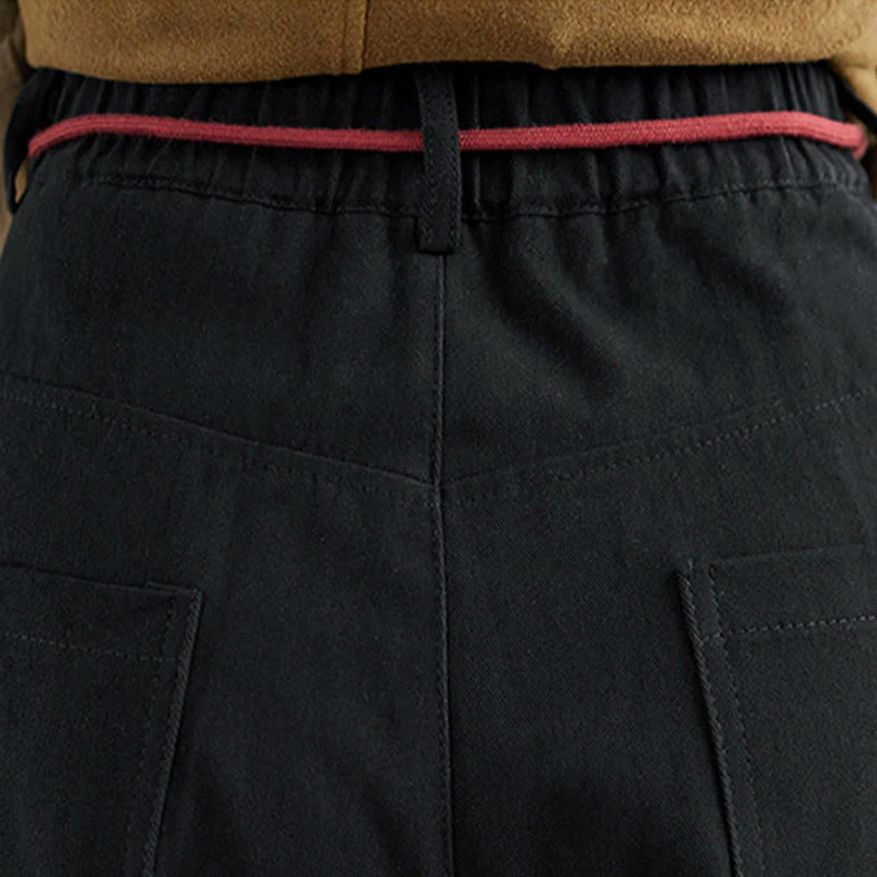 Pantaloni casual da donna Buddha Stones in cotone semplice, lunghezza 7-8, con tasche - Image 17