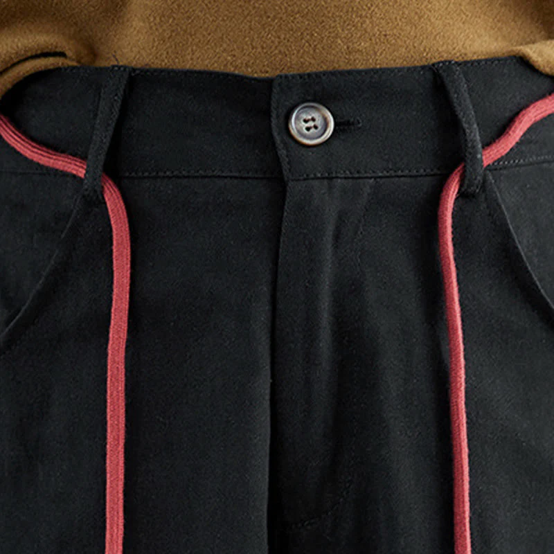 Pantaloni casual da donna Buddha Stones in cotone semplice, lunghezza 7-8, con tasche - Image 18