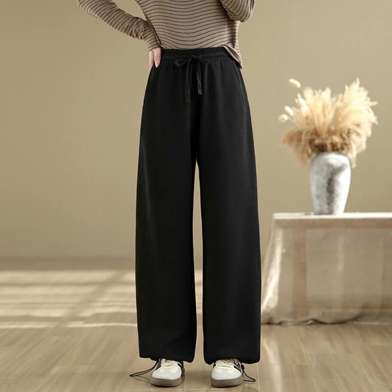 Pantaloni casual da donna in cotone a gamba dritta con tasche Buddha Stones - Image 11