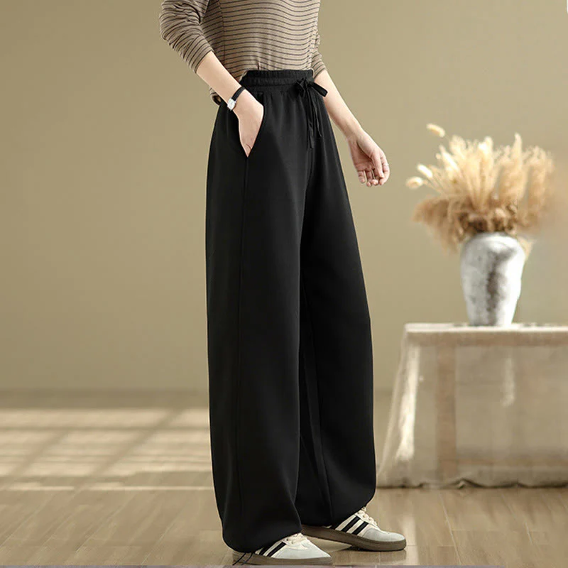 Pantaloni casual da donna in cotone a gamba dritta con tasche Buddha Stones - Image 12
