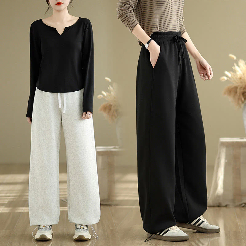 Pantaloni casual da donna in cotone a gamba dritta con tasche Buddha Stones - Image 19