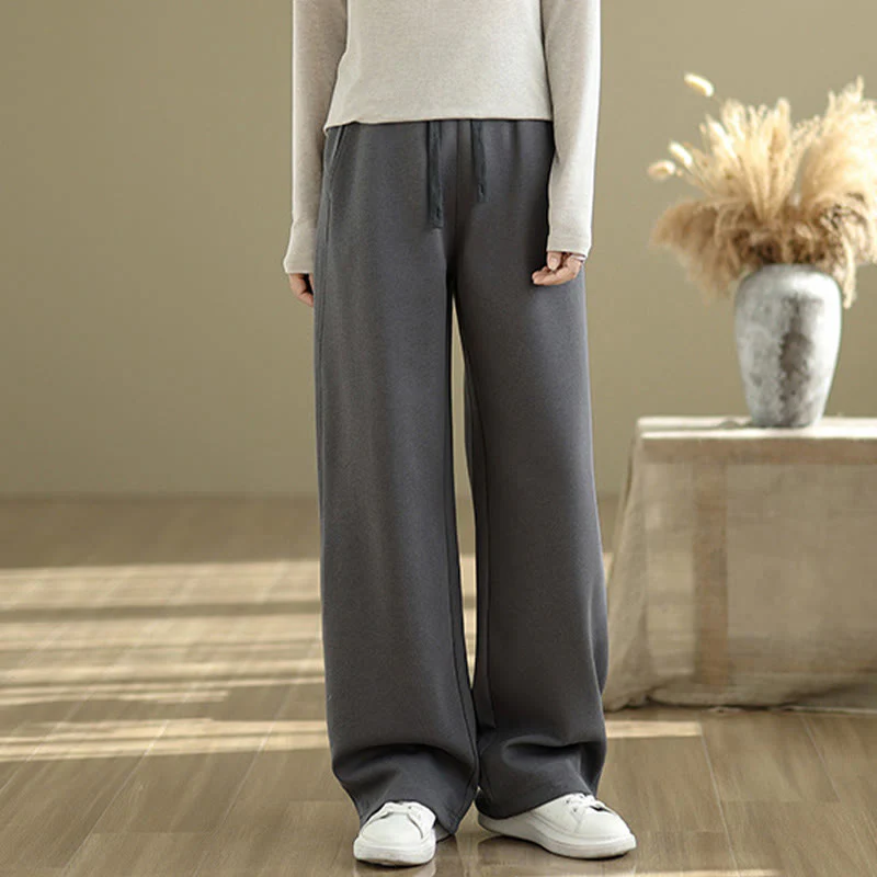 Pantaloni casual da donna in cotone a gamba dritta con tasche Buddha Stones - Image 2