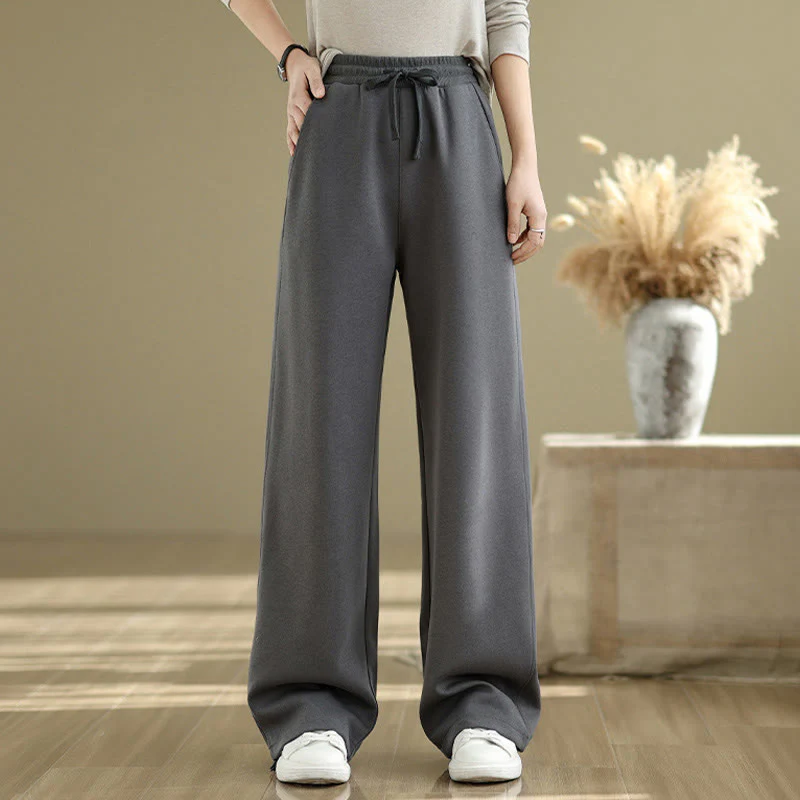 Pantaloni casual da donna in cotone a gamba dritta con tasche Buddha Stones - Image 4