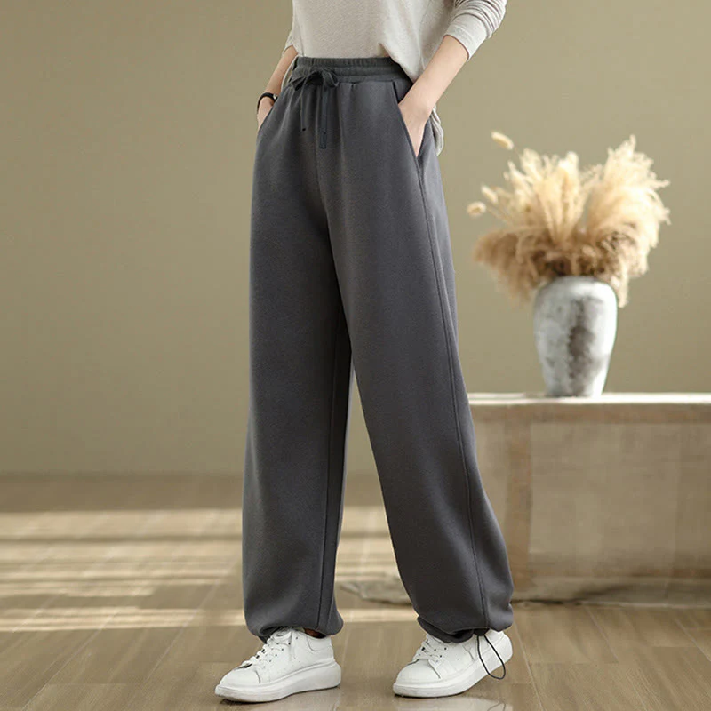 Pantaloni casual da donna in cotone a gamba dritta con tasche Buddha Stones - Image 5