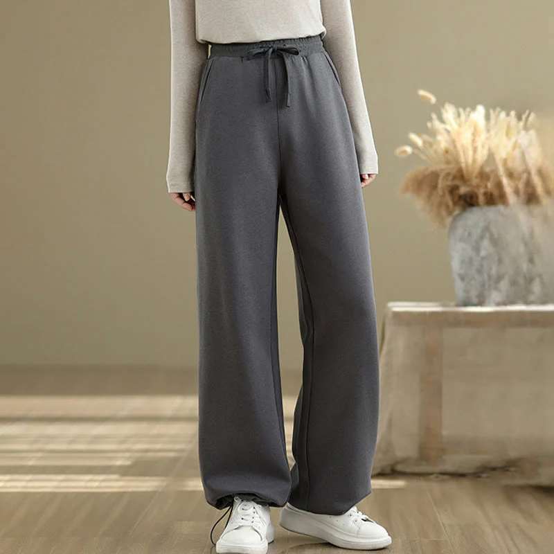 Pantaloni casual da donna in cotone a gamba dritta con tasche Buddha Stones - Image 7