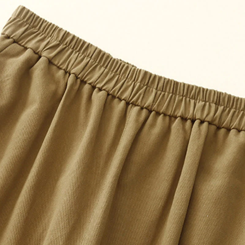 Pantaloni casual da donna in cotone e poliestere con bottoni automatici e tasche Buddha Stones - Image 5